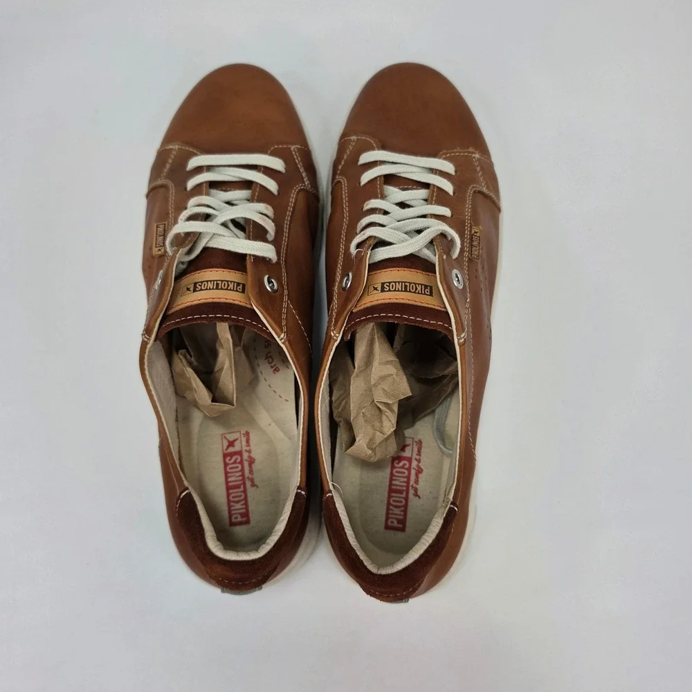 Pikolinos Mens Leather Sneaker Berna M8J-4195 Cuero Brown 45 EU Lace Up Comfort